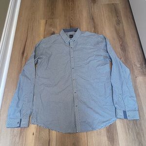 Hugo Boss Shirt Mens XL Blue Plaid Long Sleeve Regular Fit Button Down Shirt